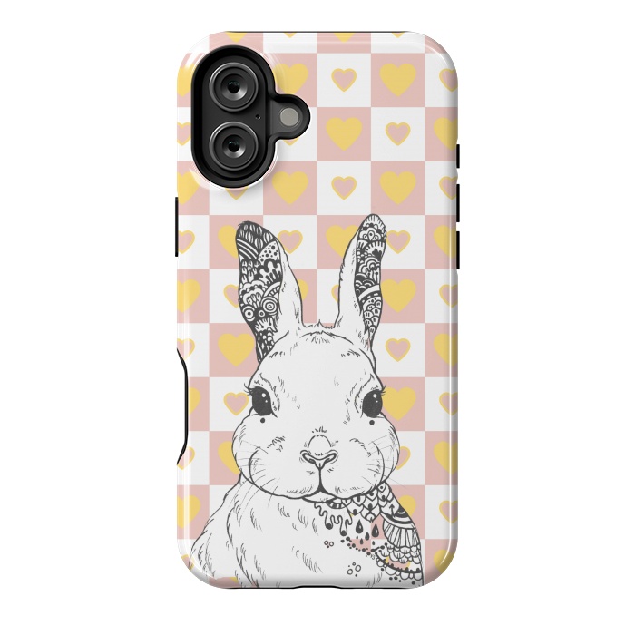 iPhone 16 Plus StrongFit Rabbit and yellow hearts Alice in Wonderland by Oana 