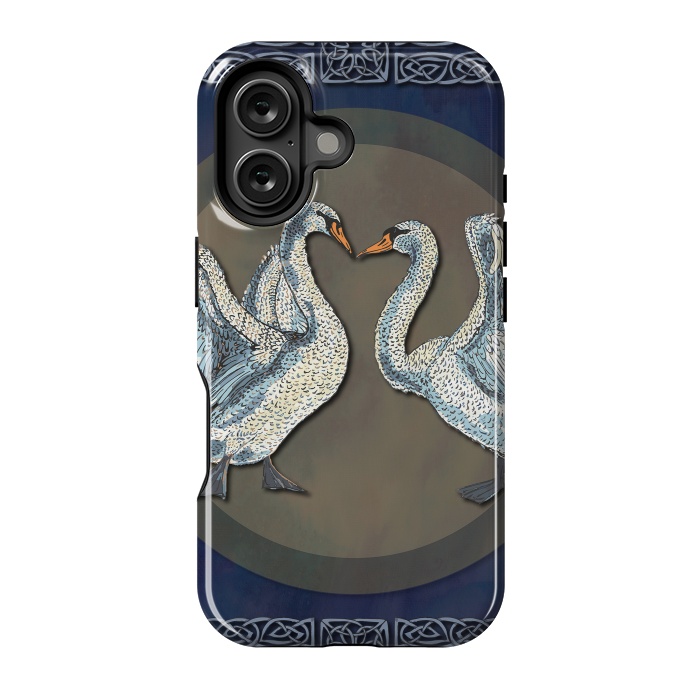 iPhone 16 StrongFit Dancing Swans by Lotti Brown