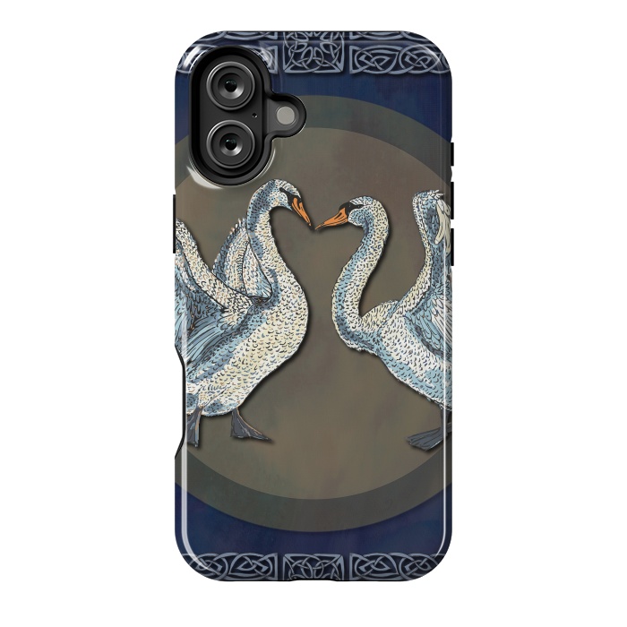 iPhone 16 Plus StrongFit Dancing Swans by Lotti Brown