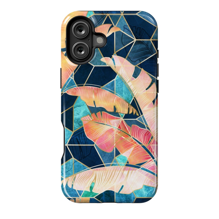 iPhone 16 Plus StrongFit Marbled Topical Sunset by gingerlique