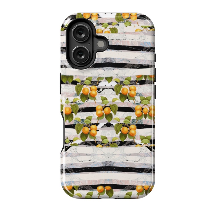 iPhone 16 StrongFit Colorful peaches and marble stripes by Oana 