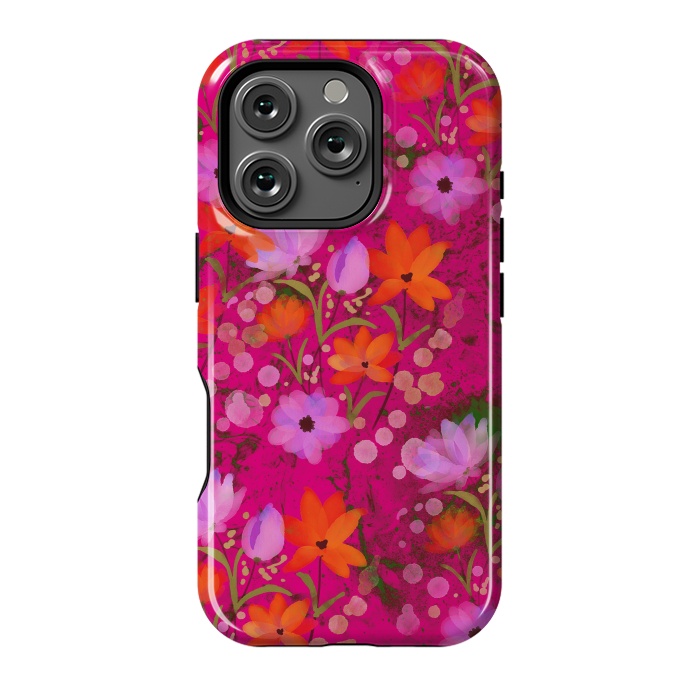 iPhone 16 Pro StrongFit Floral design watercolour floral bunch abstract design by Josie