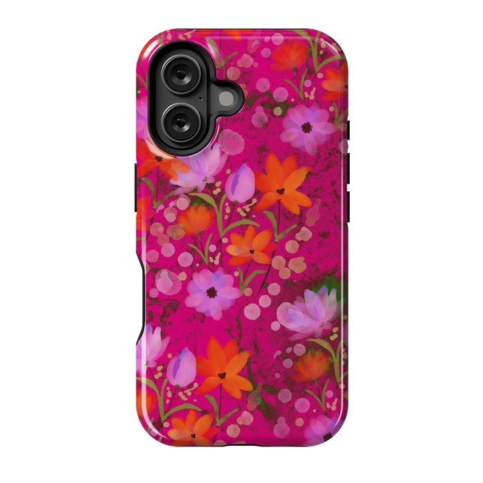 iPhone 16 StrongFit Floral design watercolour floral bunch abstract design by Josie