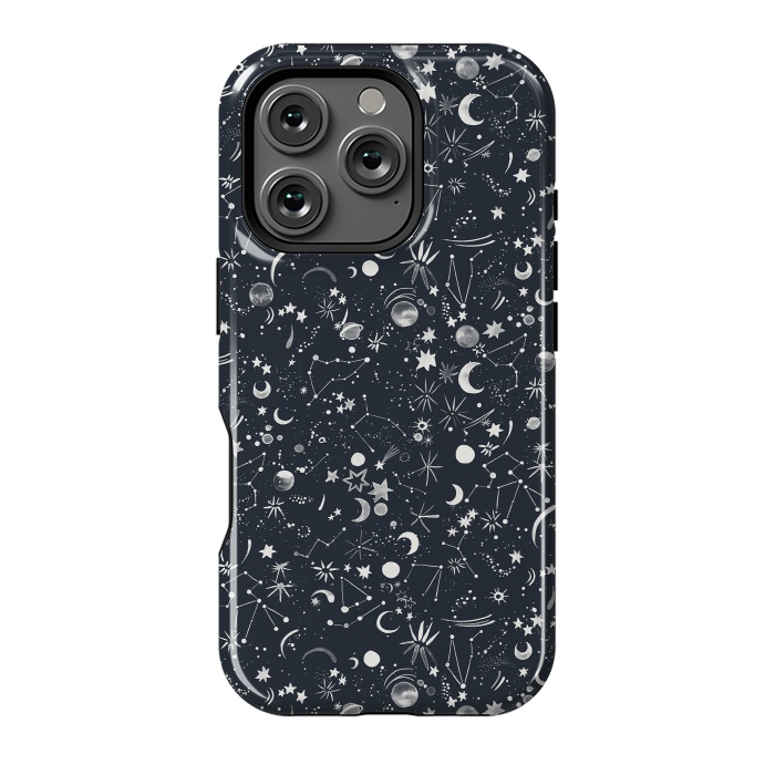 iPhone 16 Pro StrongFit Planets Galaxy Constellations Dark by Ninola Design