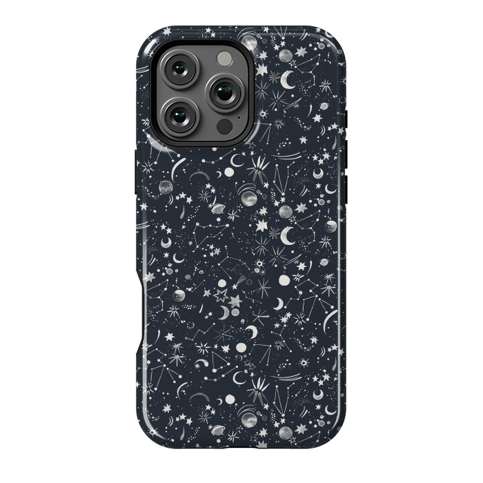 iPhone 16 Pro Max StrongFit Planets Galaxy Constellations Dark by Ninola Design