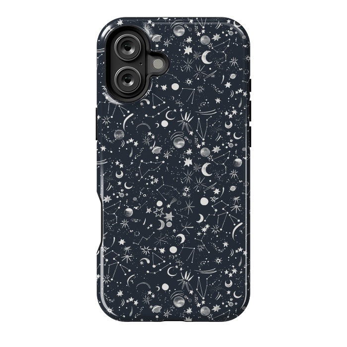 iPhone 16 Plus StrongFit Planets Galaxy Constellations Dark by Ninola Design