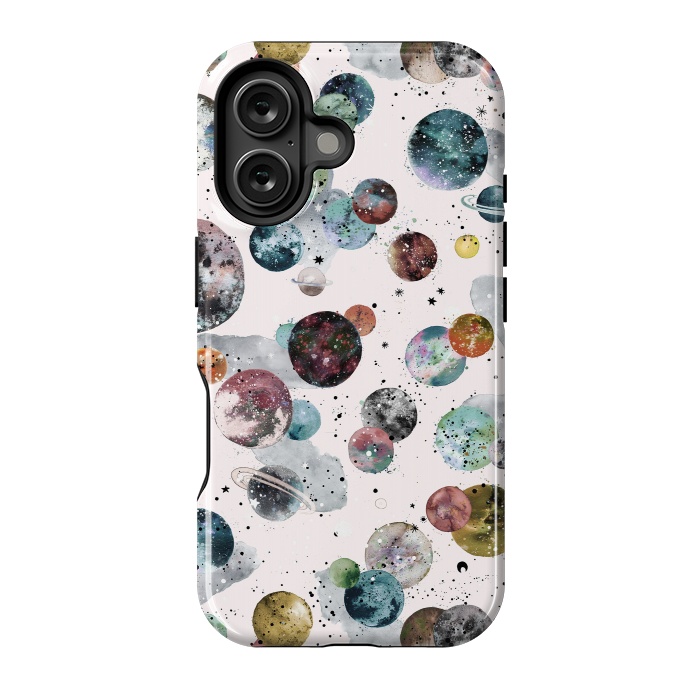 iPhone 16 StrongFit Cosmic Planets and Constellations Multicolored by Ninola Design