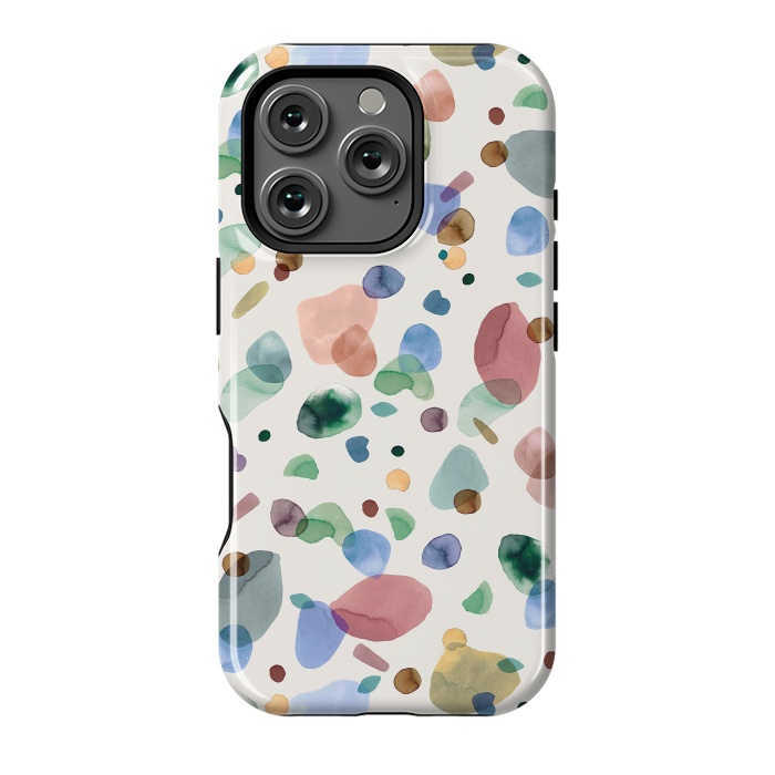 iPhone 16 Pro StrongFit Pebbles Terrazo Rounded Memphis Multicolored by Ninola Design