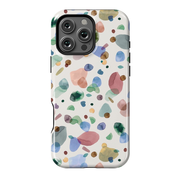 iPhone 16 Pro Max StrongFit Pebbles Terrazo Rounded Memphis Multicolored by Ninola Design