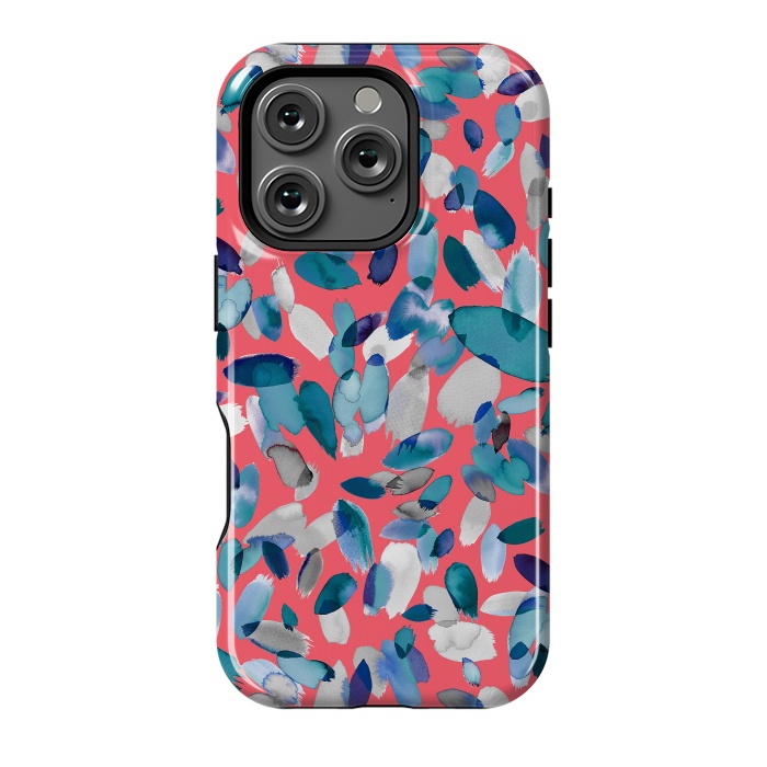 iPhone 16 Pro StrongFit Abstract Petal Stains Colorful Red Blue by Ninola Design