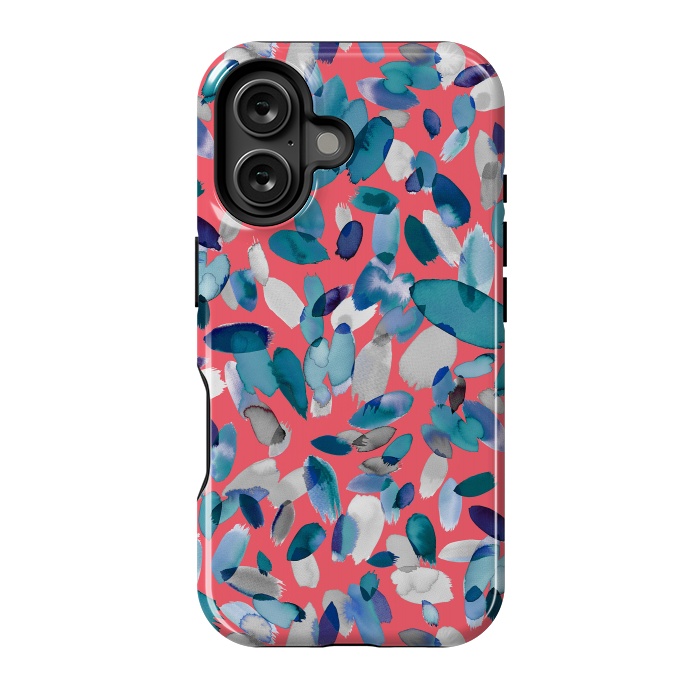 iPhone 16 StrongFit Abstract Petal Stains Colorful Red Blue by Ninola Design