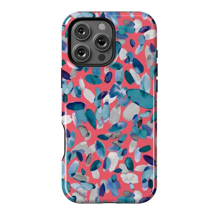 iPhone 16 Pro Max StrongFit Abstract Petal Stains Colorful Red Blue by Ninola Design