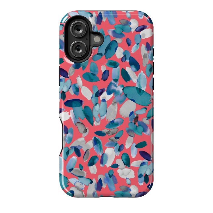 iPhone 16 Plus StrongFit Abstract Petal Stains Colorful Red Blue by Ninola Design