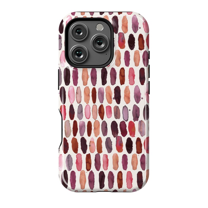 iPhone 16 Pro StrongFit Pills Watercolor Dots Pink Orange Coral by Ninola Design