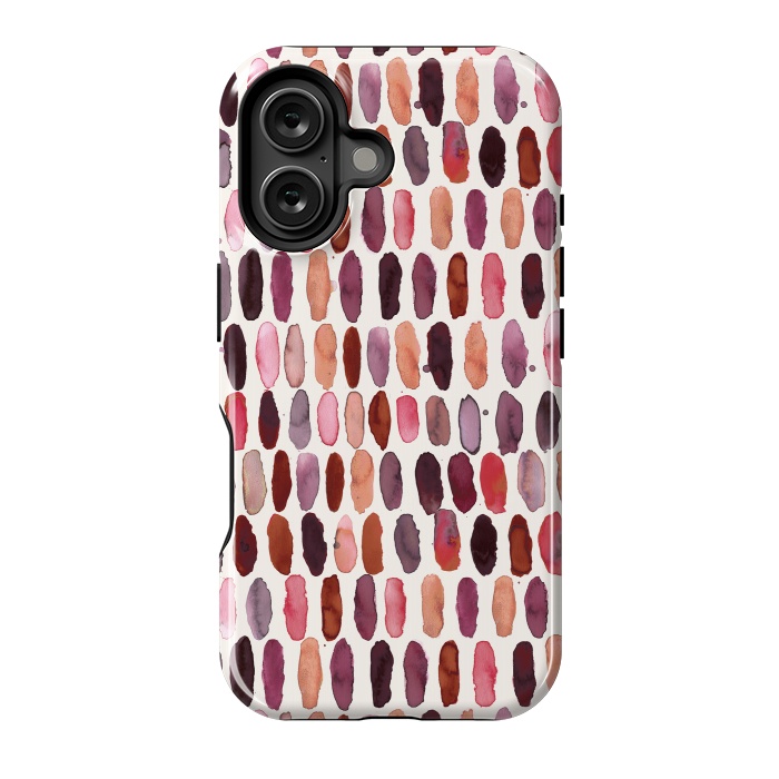 iPhone 16 StrongFit Pills Watercolor Dots Pink Orange Coral by Ninola Design