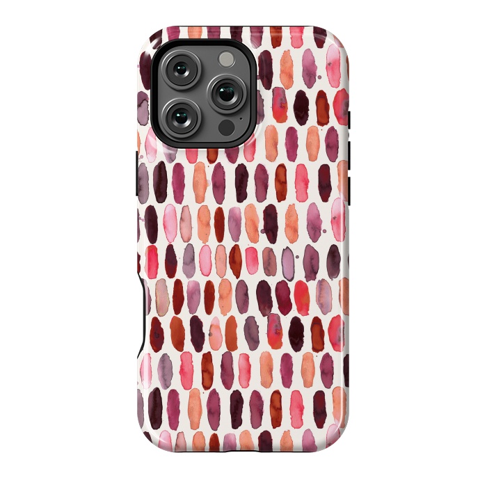 iPhone 16 Pro Max StrongFit Pills Watercolor Dots Pink Orange Coral by Ninola Design