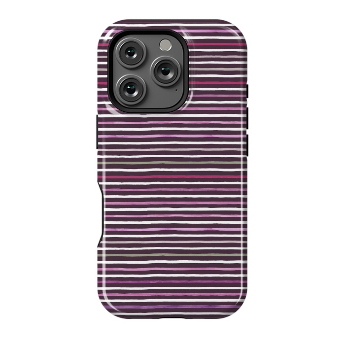 iPhone 16 Pro StrongFit Marker Stripes Lines Purple Dark Pink by Ninola Design