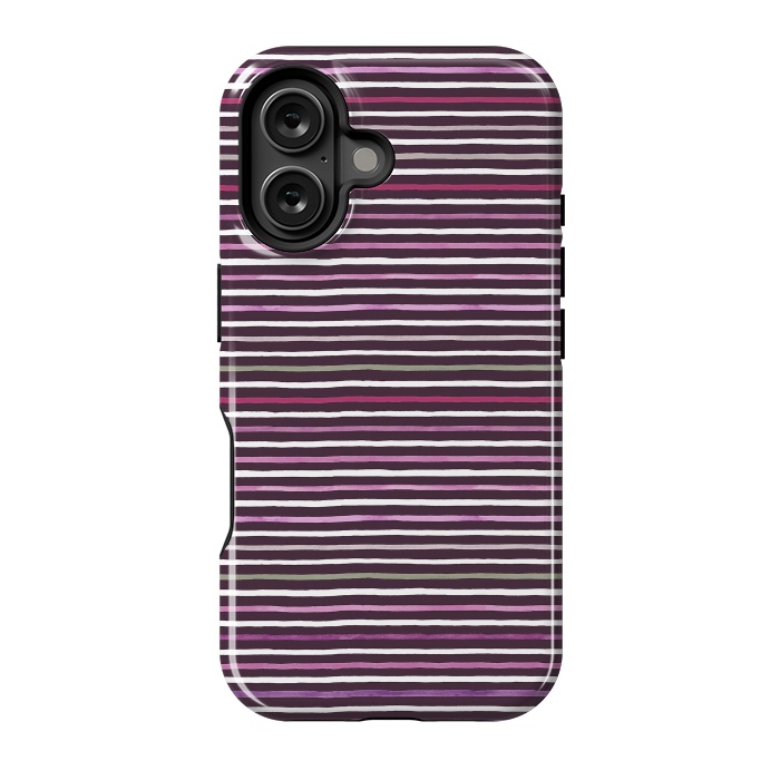 iPhone 16 StrongFit Marker Stripes Lines Purple Dark Pink by Ninola Design