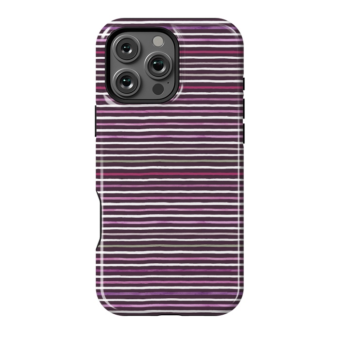 iPhone 16 Pro Max StrongFit Marker Stripes Lines Purple Dark Pink by Ninola Design