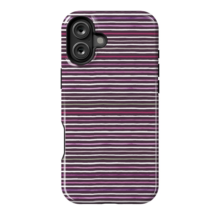 iPhone 16 Plus StrongFit Marker Stripes Lines Purple Dark Pink by Ninola Design