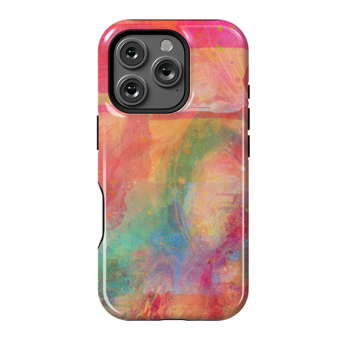 iPhone 16 Pro StrongFit Peach pink abstract watercolour design by Josie