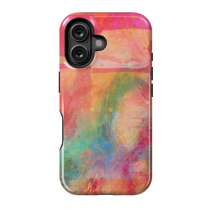 iPhone 16 StrongFit Peach pink abstract watercolour design by Josie