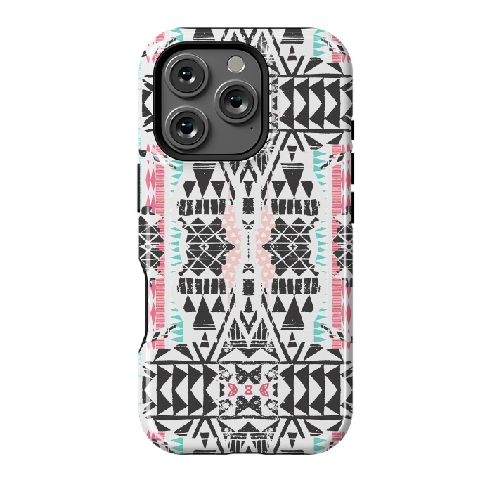 iPhone 16 Pro StrongFit Playful tribal ethnic triangles by Oana 