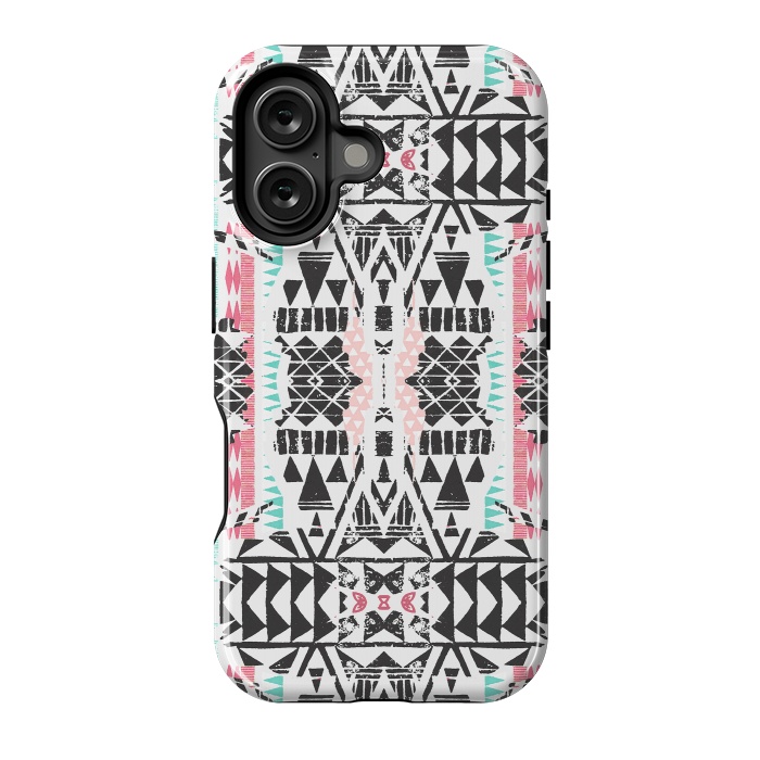 iPhone 16 StrongFit Playful tribal ethnic triangles by Oana 