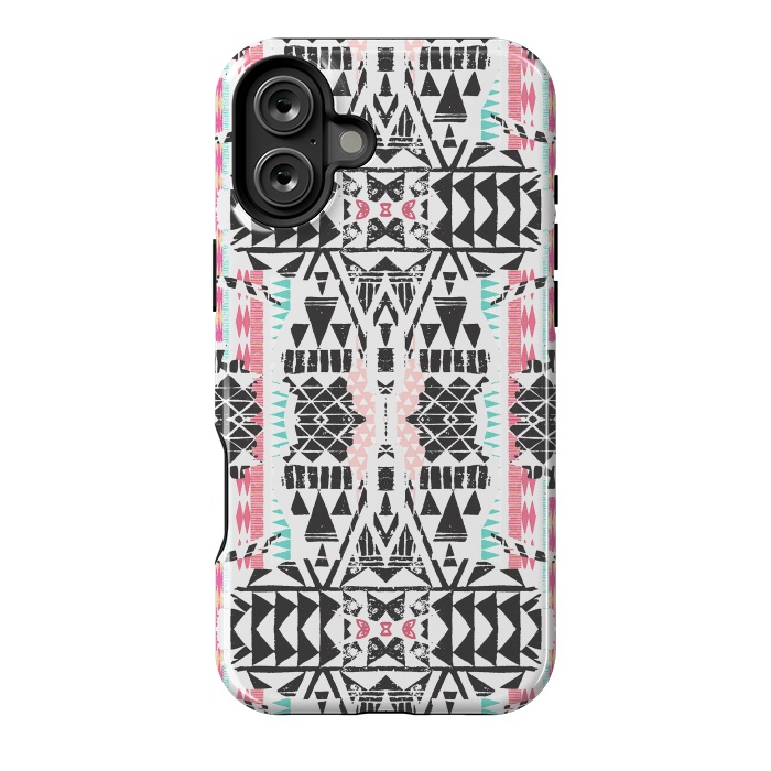 iPhone 16 Plus StrongFit Playful tribal ethnic triangles by Oana 