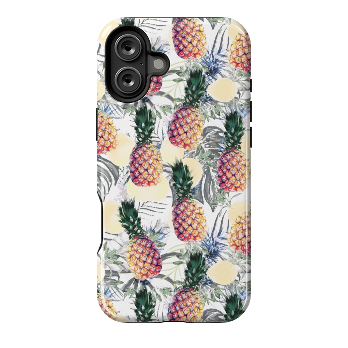 iPhone 16 Plus StrongFit Pineapples and tropical leaves colorful pattern by Oana 