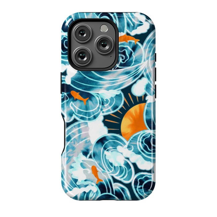 iPhone 16 Pro StrongFit Ocean 'Tide' Dye - Orange & Teal by Tigatiga