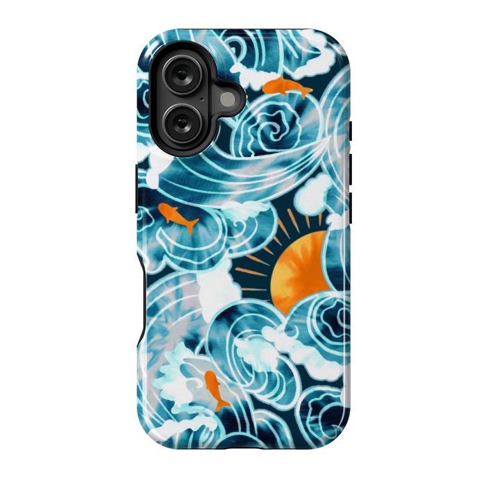 iPhone 16 StrongFit Ocean 'Tide' Dye - Orange & Teal by Tigatiga