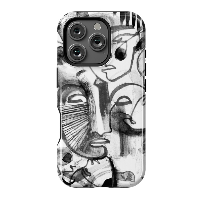 iPhone 16 Pro StrongFit Tribal brush strokes line art portraits by Oana 