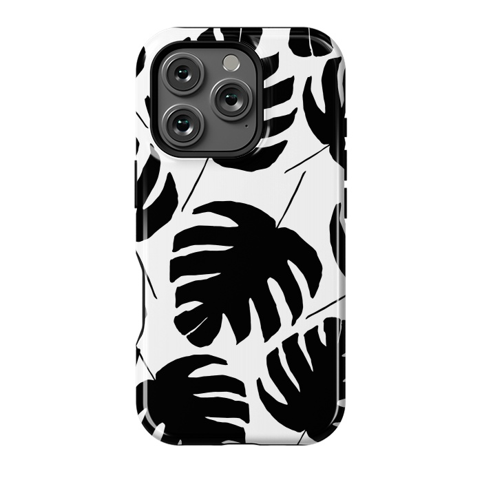 iPhone 16 Pro StrongFit Black & White Monstera by Amaya Brydon