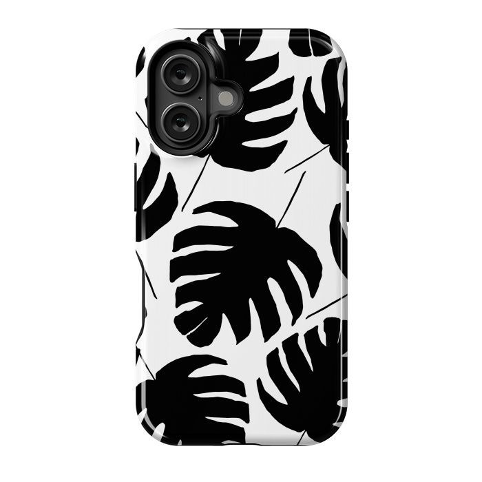 iPhone 16 StrongFit Black & White Monstera by Amaya Brydon