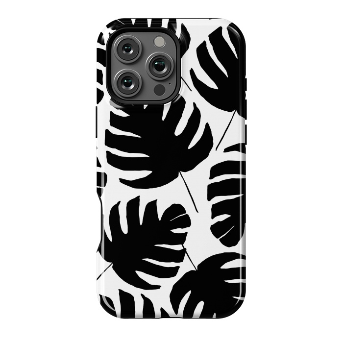 iPhone 16 Pro Max StrongFit Black & White Monstera by Amaya Brydon