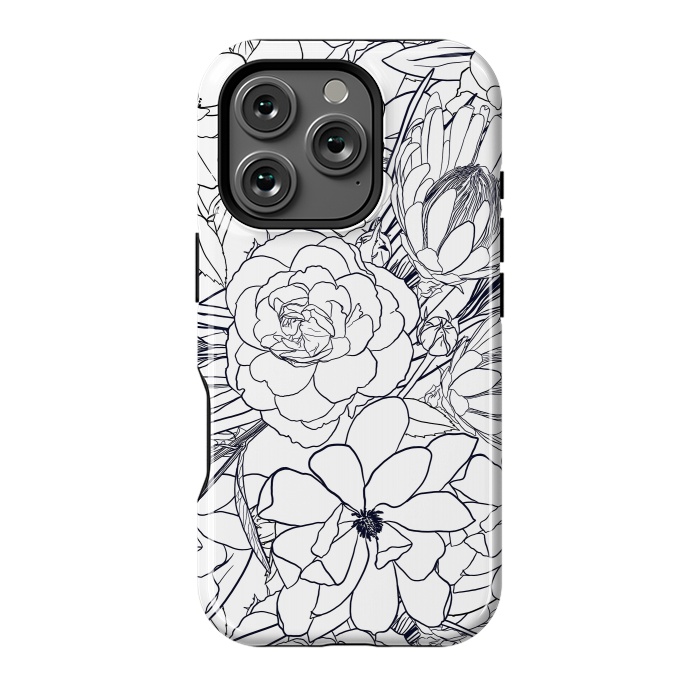 iPhone 16 Pro StrongFit Modern Line Art Hand Drawn Floral Girly Design by InovArts