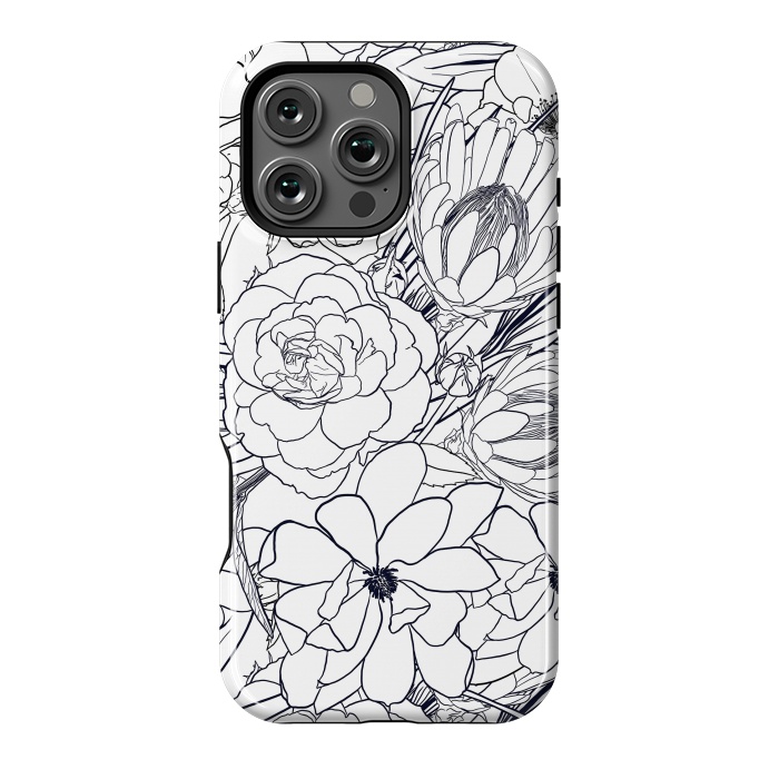 iPhone 16 Pro Max StrongFit Modern Line Art Hand Drawn Floral Girly Design by InovArts