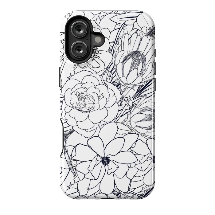 iPhone 16 Plus StrongFit Modern Line Art Hand Drawn Floral Girly Design by InovArts