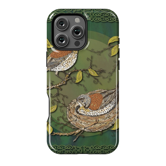 iPhone 16 Pro Max StrongFit Nesting Birds Fieldfares by Lotti Brown