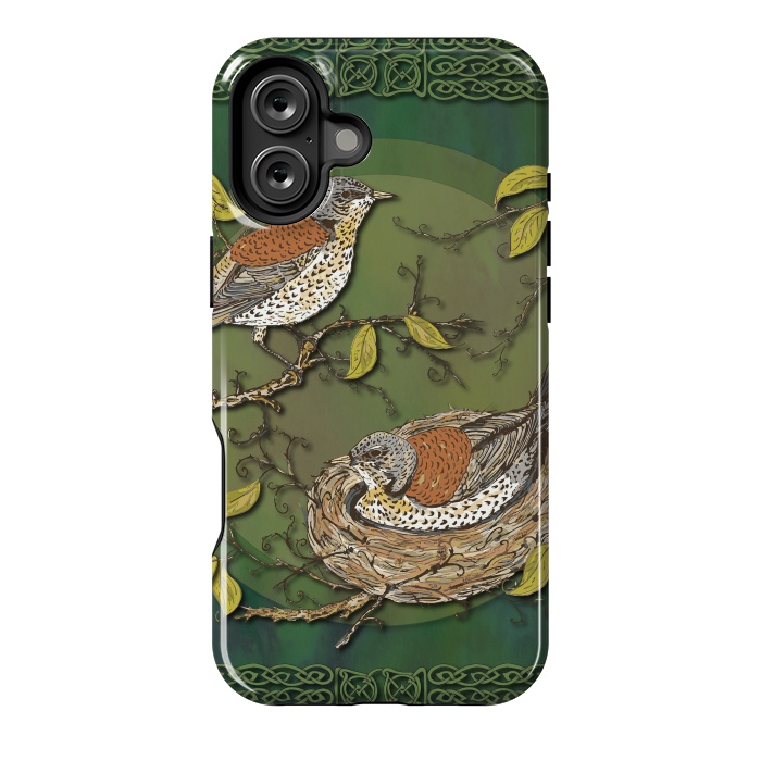 iPhone 16 Plus StrongFit Nesting Birds Fieldfares by Lotti Brown