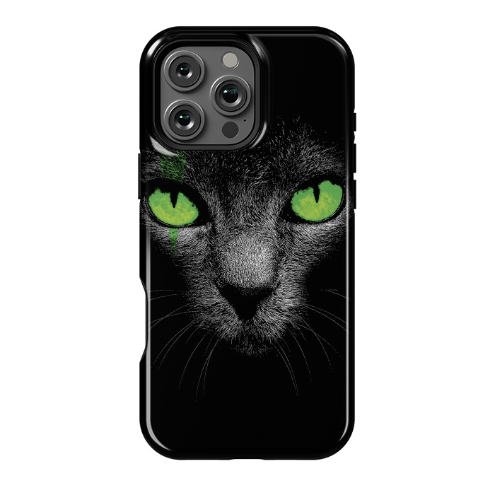 iPhone 16 Pro Max StrongFit Black Cat with Green Eyes by Sitchko