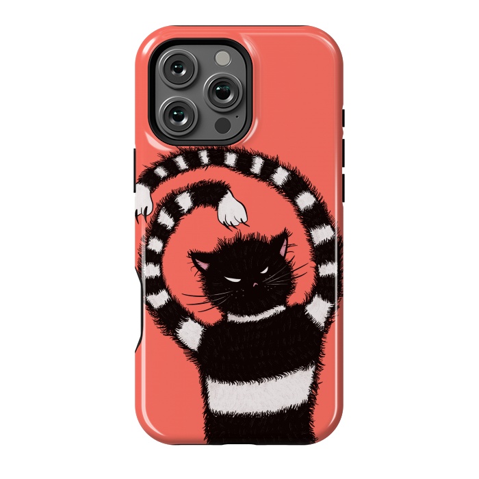 iPhone 16 Pro Max StrongFit Evil Striped Cat Weird Cartoon by Boriana Giormova