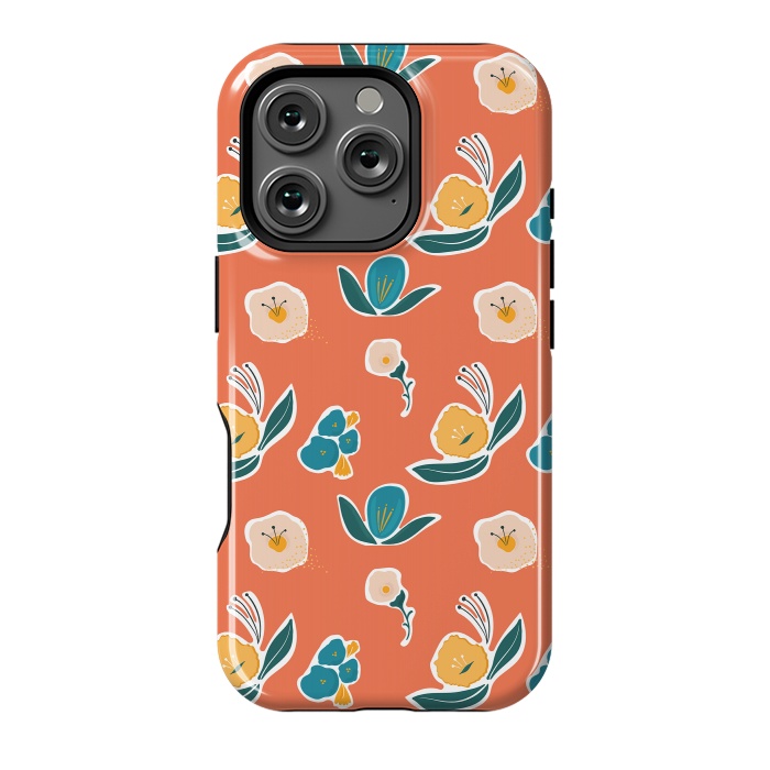 iPhone 16 Pro StrongFit Coral Floral by Kimberly Senn | Senn & Sons