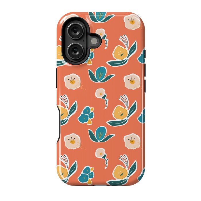 iPhone 16 StrongFit Coral Floral by Kimberly Senn | Senn & Sons