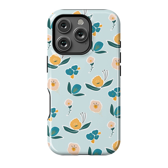 iPhone 16 Pro StrongFit Blue Floral by Kimberly Senn | Senn & Sons