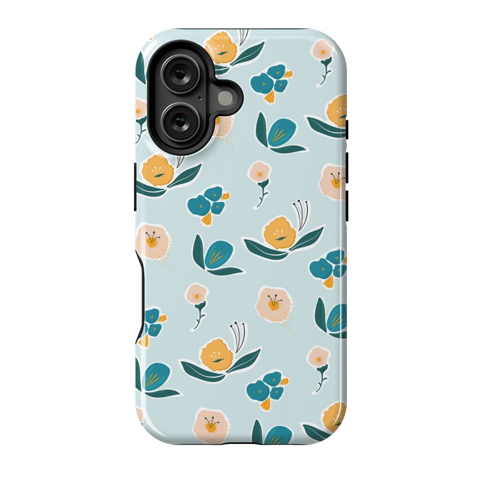 iPhone 16 StrongFit Blue Floral by Kimberly Senn | Senn & Sons