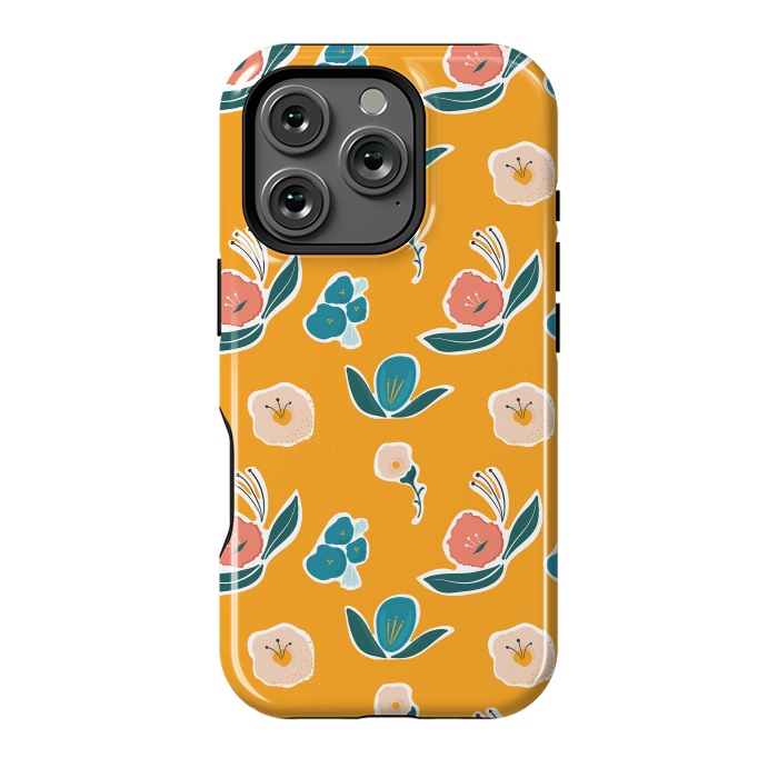 iPhone 16 Pro StrongFit Gold Floral by Kimberly Senn | Senn & Sons