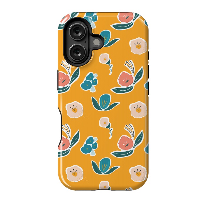 iPhone 16 StrongFit Gold Floral by Kimberly Senn | Senn & Sons