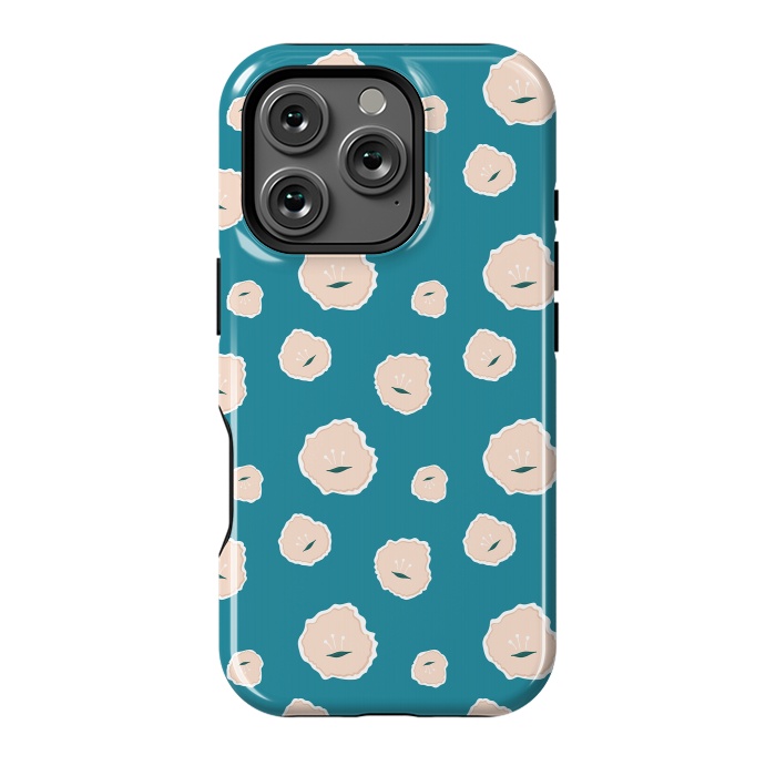 iPhone 16 Pro StrongFit Teal Floral by Kimberly Senn | Senn & Sons